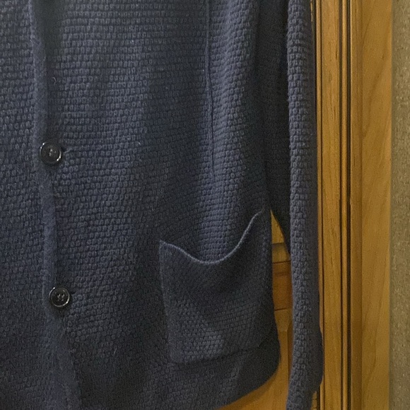 Zara Men’s Navy Cable Knit Cardigan Sweater Size Large - Picture 2 of 7